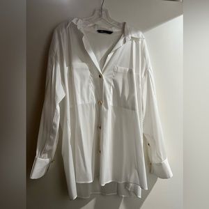 Zara oversized white dress shirt